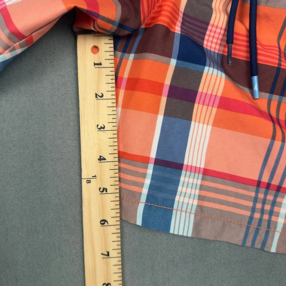 Tommy Bahama Naples Plaid Swim Trunks Mens XXL Orange Blue Cargo Mesh Lining
